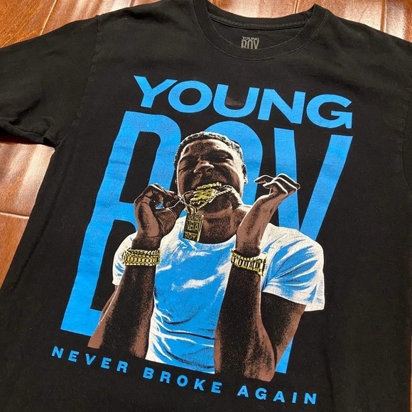 NBA Youngboy Official Merch Rap Tee Black Blue Men's Size Small - Picture 3 of 8